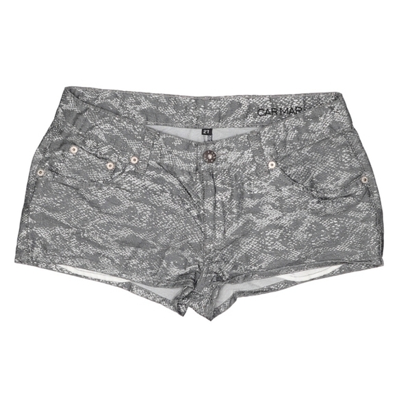 ✨️CL Carmar Gray Metallic Snake Skin Print Shorts Sz 27 - Picture 1 of 3